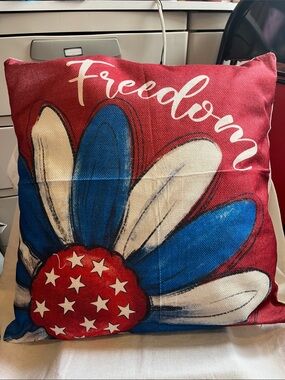 Freedom Floral Patriotic Throw Pillow - Red, Blue, White
